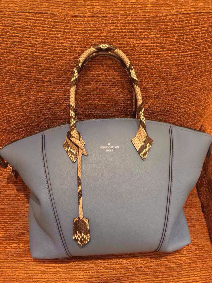 Orignal Real Louis Vuitton Lockit MM Bag N91813 Blue